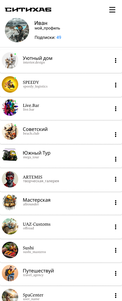 Личный профиль пользователя